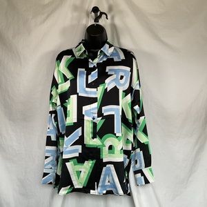 Karl Lagerfeld Signature Satin Abstract Letter Print Shirt - SS2024